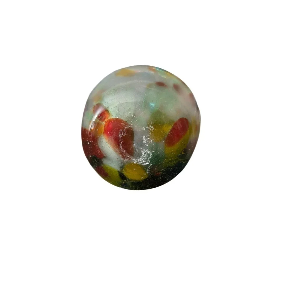 Hand Blown Art Glass Confetti Bud‎ Vase Ruffled Rim Multi Color Iridescent 4.5